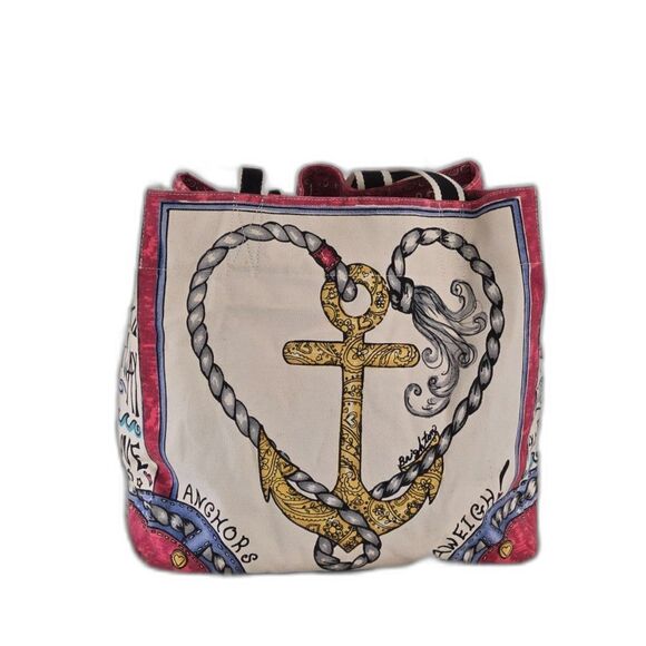 Brighton 'Seas the Day' Canvas Tote Bag Large Multicolor Collectible - Picture 4 of 8